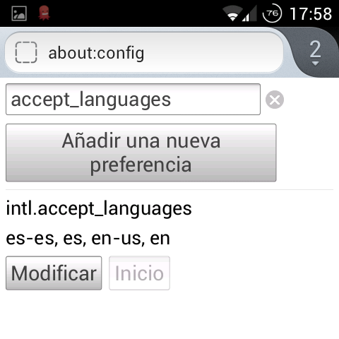 Firefox Mobile: Accept Languages
