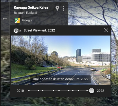 Google Street View. Argazki historikoen artxiboa. teknopata.eus